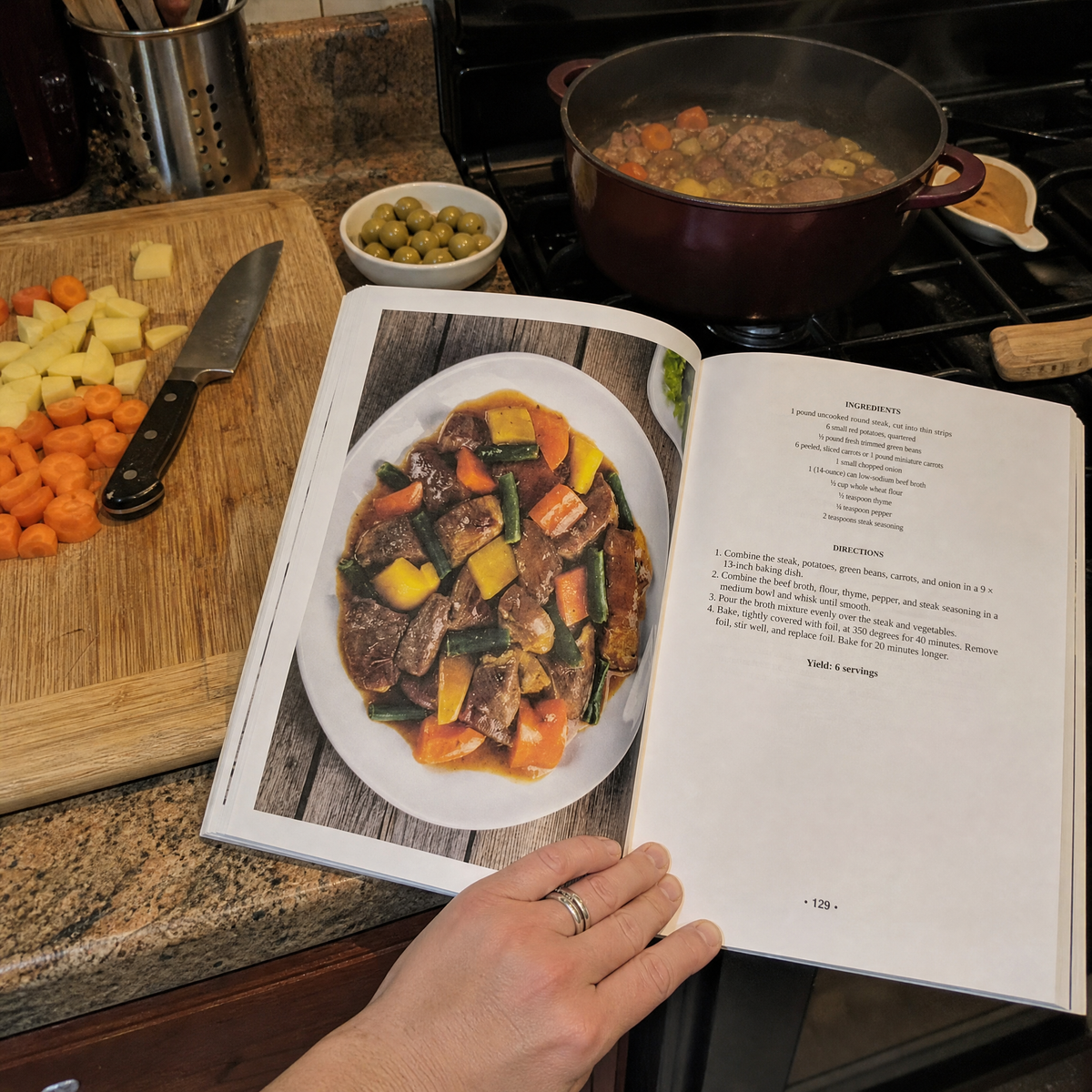 Jesus cook book open on a kitchen counter