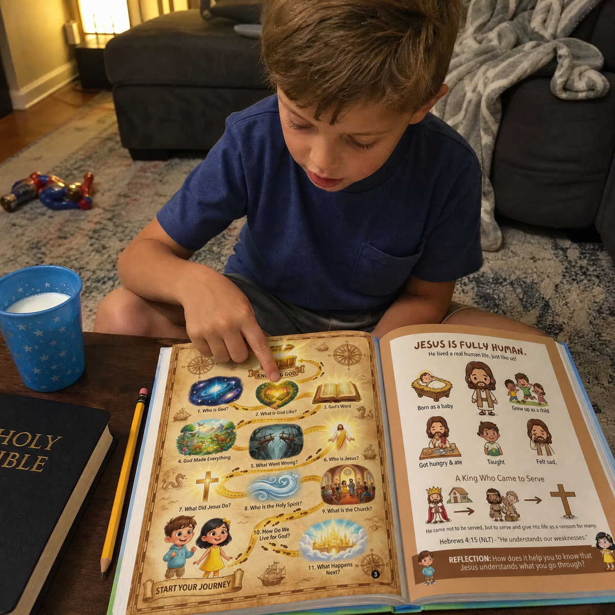 Child reading Systematic Theology for Kids
